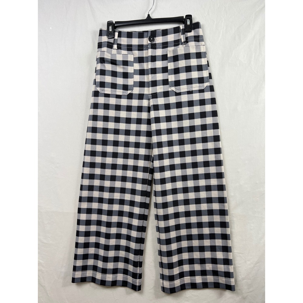 Maeve The Colette Pants Women 27 Black White Gingham Wide Leg Cropped